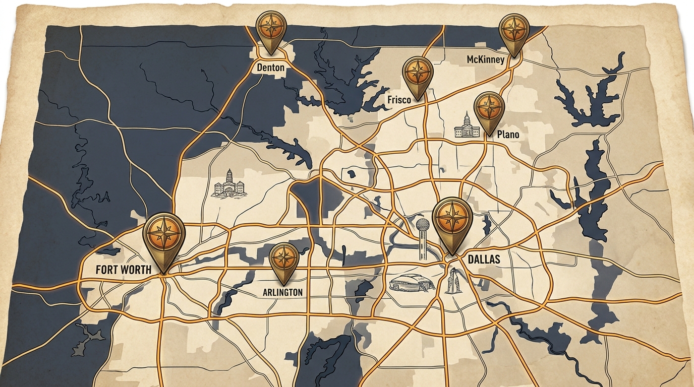 Dallas-Fort Worth service area map