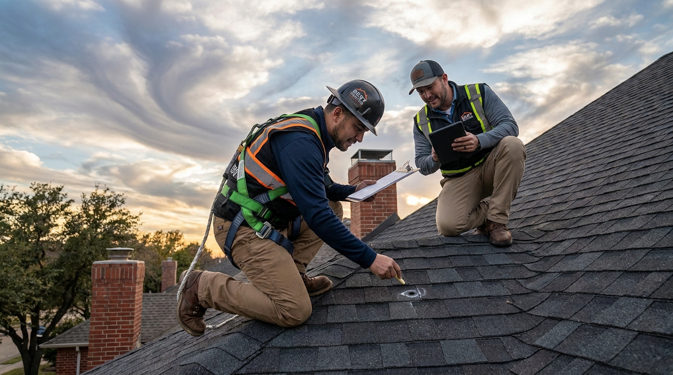 Project manager meeting the insurance adjuster on the roof